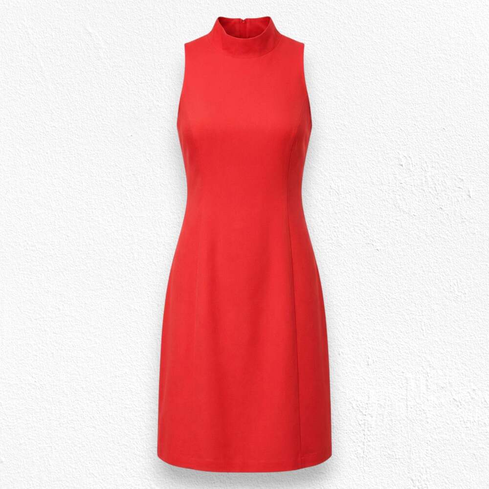 Vintage 90s Coral 100% Silk Mock Neck Mini Dress Size 8 Moda International